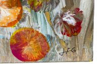 Alternative view of Vintage Painting Past And Future Summer 87 Original Oil On Canvas Wall Decor Decoration "Rain Bow" Flowers By JFG c1987