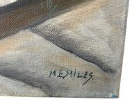 Alternative view of Girl in Straw Hat on Normandy Beach painting signed by M E Miles British Artist Acrylic Painting On Canvas