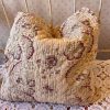 Vintage French Paris Quilted Cushion Pillow Off White Grey Bergundy Flowers Couch Bed Chair or Sofa circa 1980's