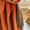 Vintage French Tassels Grey Stone Gray with Glass beads Curtain Pullbacks Embrasse Rideaux Curtain Tassel Tie Ribbons 1980-90's
