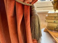 Vintage French Tassels Grey Stone Gray with Glass beads Curtain Pullbacks Embrasse Rideaux Curtain Tassel Tie Ribbons 1980-90's