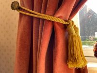 Vintage French Yellow Gold Curtain Pullbacks Embrasse Rideaux Classic Curtain Tassel Tie Rope Ribbons 1960's