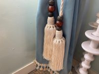 Vintage Moroccan Tassels Off White Extra Large Curtain Pullbacks Embrasse Rideaux Large Classic Curtain Tassel Tie Rope Ribbons 1980's