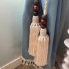 Vintage Moroccan Tassels Off White Extra Large Curtain Pullbacks Embrasse Rideaux Large Classic Curtain Tassel Tie Rope Ribbons 1980's
