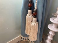 Vintage Moroccan Tassels Off White Extra Large Curtain Pullbacks Embrasse Rideaux Large Classic Curtain Tassel Tie Rope Ribbons 1980's