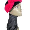Vintage French Black Red Velvet Knot Cap Hat Theatre Prop 1940-50's