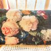 Vintage French Rectangle Flower Print Roses Bees Pillow Pillows Bed Chair Sofa circa 1990's