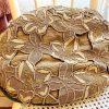 Vintage French Green Embroidered Double Sided Flower Motive Oval Pillow Pillows Bed Chair Sofa circa 1940-50's