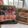 Vintage Indian Hand Made Square Patchwork Pillow Cases Pillowcases Pillows Chair Sofa circa 1980's
