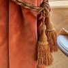 Vintage French Mocha Brown Cappuccino Beige Curtain Pullbacks Embrasse Rideaux Classic Curtain Tassel Tie Rope Ribbons 1970's