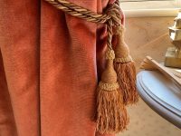 Vintage French Mocha Brown Cappuccino Beige Curtain Pullbacks Embrasse Rideaux Classic Curtain Tassel Tie Rope Ribbons 1970's
