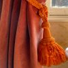 Vintage French Orange Curtain Pullbacks Embrasse Rideaux Classic Large Curtain Tassel Tie Rope Ribbons 1960 - 70's