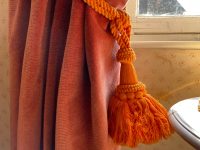 Vintage French Orange Curtain Pullbacks Embrasse Rideaux Classic Large Curtain Tassel Tie Rope Ribbons 1960 - 70's