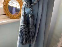 Vintage French Tassels Blue Curtain Pullbacks Embrasse Rideaux Large Classic Curtain Tassel Tie Rope Ribbons 1960's