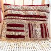 Vintage French Red Velvet Lace Trimmed Tassel Pillow Pillows Bed Chair Sofa circa 1950-60's