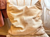 Vintage Natural Square Cotton Linen Portuguese Blend White Cotton Pillow Pillows Bed Chair Sofa circa 1990's