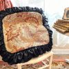 Vintage Extra Large French Cross Stitch Fancy Lady with Falcon circa 17-1800???s Scene Pillow Pillows Chair Sofa circa 1970's