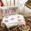 Vintage French White and Red Lace and Ruffles Set of 2 Pillows Cushion Bed Chair Sofa circa 1960s