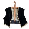 Antique French Black Velvet Theatre Costume Waistcoat Vest Sleeveless Cotton Velvet Gold Trim Fabric Decor Prop France circa 1920s