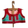 Vintage Hungarian Eastern European  Traditional Red Green Costume Embroidered Silk Waistcoat Vest Sleeveless Prop France circa 1960s