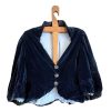 Antique French Blue Velvet Theatre Costume Balloon Sleeve Jacket Bolero Dragon Button Fabric Decor Prop France circa 1920s