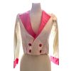 Vintage French Pink White XXS Extra Extra Small Vest Jacket Theatre Costume Poly Fabric Snap Closing Prop France circa 1970s