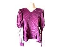 Vintage French Mauve Velour Ballon Sleeve Top XXS Extra Extra Small Top Theatre Costume Fabric Zipper Closing France circa 1970s
