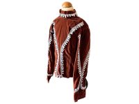 Vintage French Brown Velour Silver Lame Trim Top Child size 4 Years Theatre Costume Fabric Hook and Eye Closing France circa 1970s