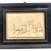 Vintage French Sepiolite Meerschaum Wood Framed Evening Pub Bar Gathering Framed Carving Art c1970's