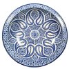 Vintage Moroccan Tunisian Large Blue White Serving Dish Plate Platter Wall Hanging Ornament Painted Repairs Terracotta c1960-70's