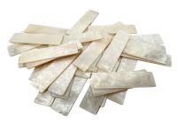 Antique Chinese Rectangular Mother Of Pearl Lotus Flower Gaming Chips Counters Tokens Hand Carved Engraved Collection Set x 36 c1850's