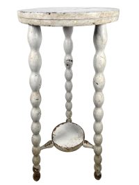 Vintage French Traditional Double Plant Stand Painted Grey Worn Shabby Chic Bobbin Rest Plinth Seating Plant Pot Tabouret c1970's