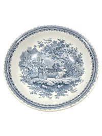 Antique French Chinese Inspired Large Bowl Dish Plate White Blue Serving Table Decoration c1900’s