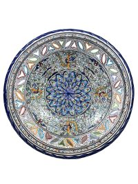 Vintage Moroccan Tunisian Safi Blue White Serving Bowl Dish Wall Hanging Ornament Decor Terracotta DAMAGED c1940-50’s