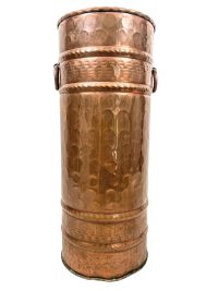 Vintage French Artisan Made Copper Brass Handled Umbrella Walking Stick Stand Storage Pot Jug Pitcher Hallway Entryway c1960-70’s