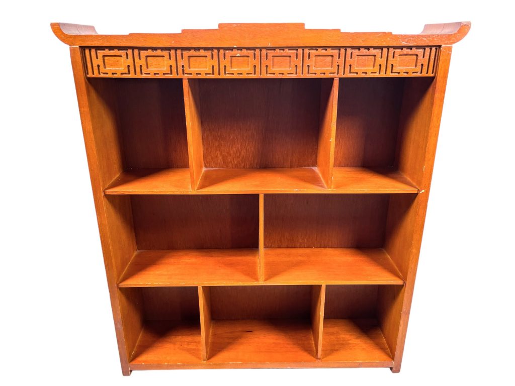 Small Wall Shelf Unit Vintage Asian Style Taiwanese Wooden Stand Wood Side Wall Plinth Ornament Display Hanging Shelves c1990’s