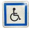 Vintage French Disabled Wheelchair Sign White Blue Metal Aluminium Path Roadsign Road Sign Track c1990's