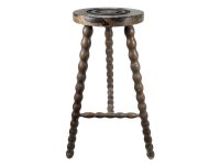 Vintage French Tall Wooden Wood Stool Chair Seat Kitchen Bar Side Table Kitchen Flower Pot Stand Display Prop circa 1970's