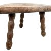 Stool Vintage French Wooden Bobbin Leg Milking Chair Seat Table Farm D Shaped Seat Plant Rest Stand Plinth Tabouret c1970's