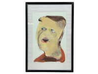 Vintage French "Mariee" Small Water Colour Framed Portrait Painting On Paper Wall Decor Decoration Signed Initialled c1990s