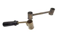 Vintage French D'Armes Brass Wood Gunpowder Powder Adjustable Measure Measuring Spoon Small Scoop Ladle Measures c1910-1920's