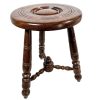 Stool Vintage French Milking Farmer Chair Round Seat Wooden Wood Step Table Farmhouse Bobbin Rest Stand Tabouret c1970-80's