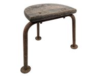 Vintage French Small Milking Stool Wooden Rusty Metal Step Chair Seat Kitchen Industrial Commercial Genuine circa 1950-60's