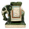 Vintage Chinese Small Elephant Green Blue Brown Ceramic Display c1970-80's