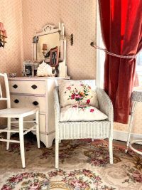 Vintage French Chinese Silk White Pink Red Pillow Set of 2 Flower Embroidered Wedding Pillows Summer Pillows 1950-60's