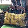 Vintage French Mustard Yellow Velvet Pillow Pillows Bed Chair Sofa circa 2000's