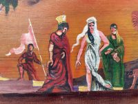 Alternative view of Vintage French Painting "Salomon" On Wooden Board Panel Double Sided Colourful Wall Decor Decoration c1964