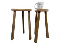 Alternative view of Vintage French Traditionally Made Wood Milking Stool Chair Seat Kitchen Farm D Shaped Seat Plant Stand Plinth Rustic Tabouret c2000's