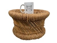 Alternative view of Vintage Indian Stool String Cane Canework Woven Bench Seat Chair Stand Display Shelf Tabouret circa 1990's