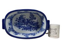 Alternative view of Jardiniere Antique English Ironstone Delft Style Cache Pot Planter Decorative Flower Basket Pot Holder Ceramic c1910